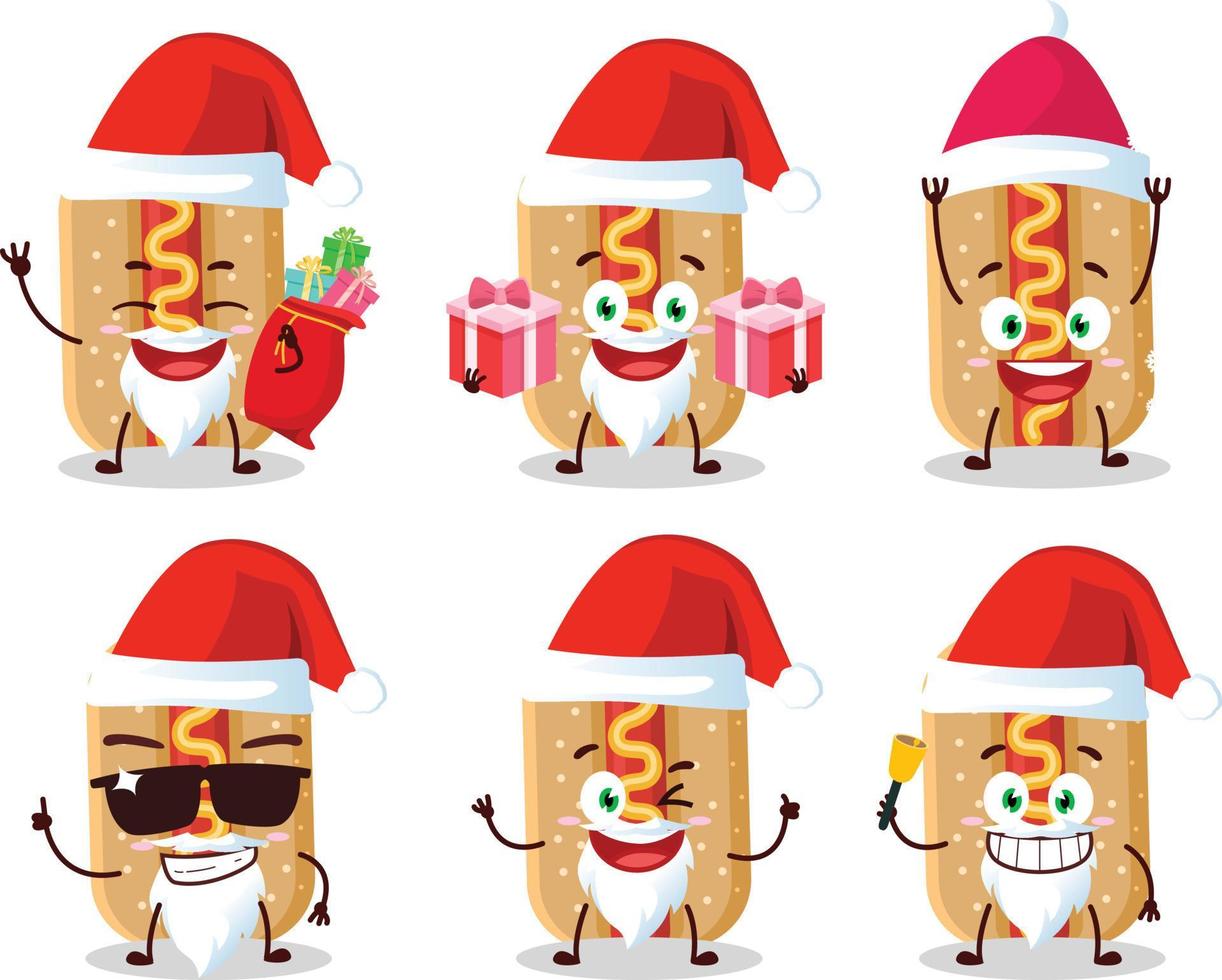 Santa Claus emoticon con hot dog cartone animato personaggio vettore