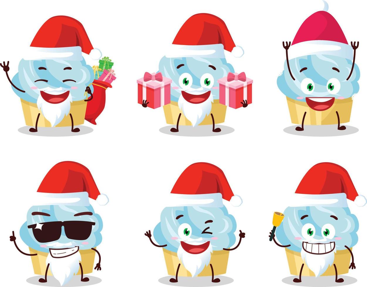 Santa Claus emoticon con vaniglia torta cartone animato personaggio vettore