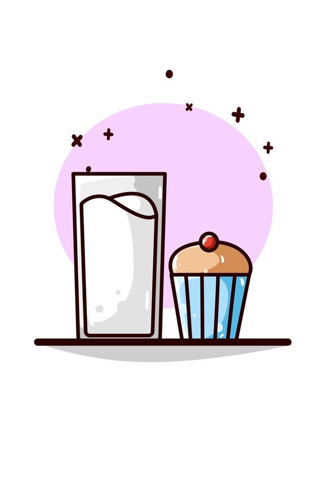 illustrazione di latte e cupcake vettore