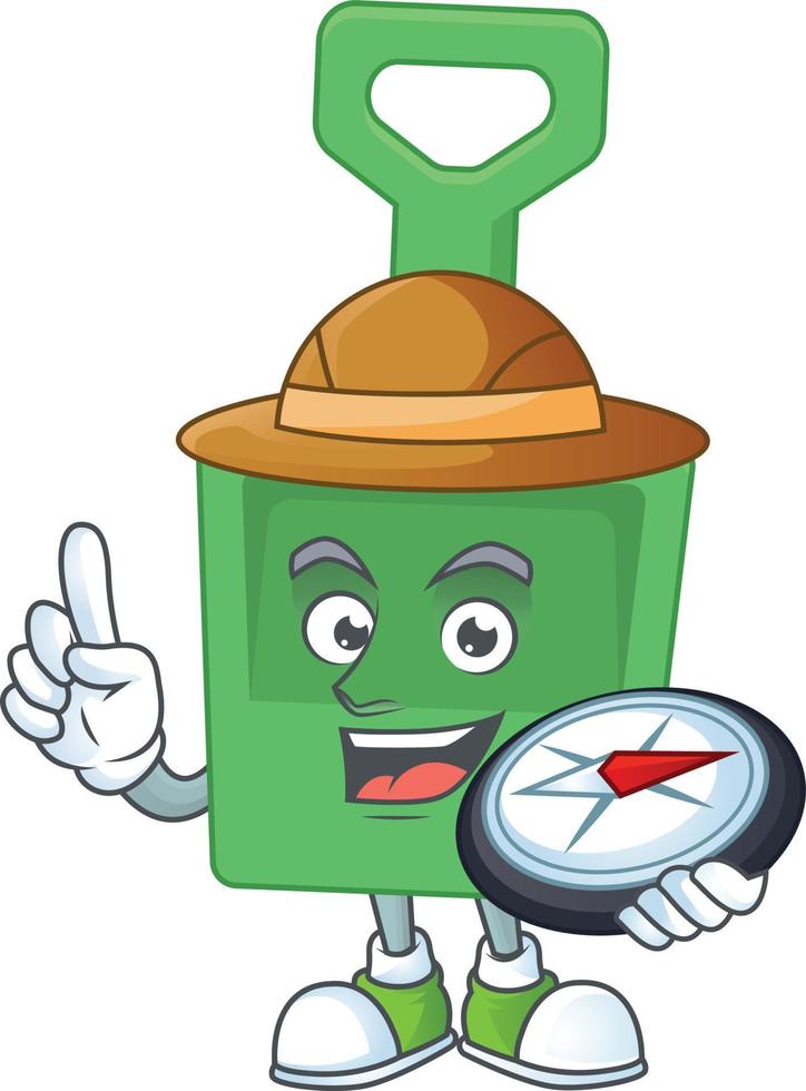 cartone animato personaggio di verde sabbia secchio vettore