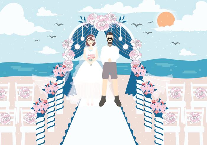 Vettore di matrimonio spiaggia