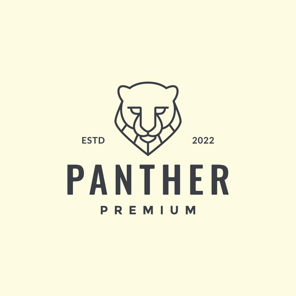 animale bestia natura giungla carnivoro pantera leopardo testa geometrico fricchettone linea arte logo design vettore