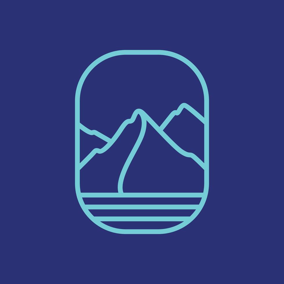 arrotondato distintivo moderno iceberg montagna ghiaccio acqua freddo minimo linea logo design vettore