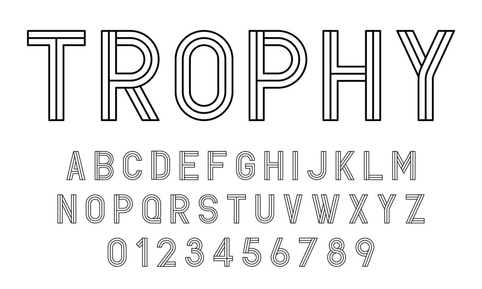set di alfabeti font lettere e numeri moderno disegno astratto con linee illustrazione vettoriale