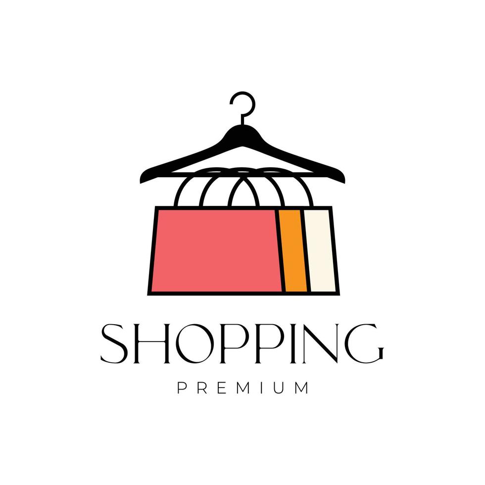 appendiabiti capi di abbigliamento vestito femminile shopping Borsa vendita colorato logo design vettore