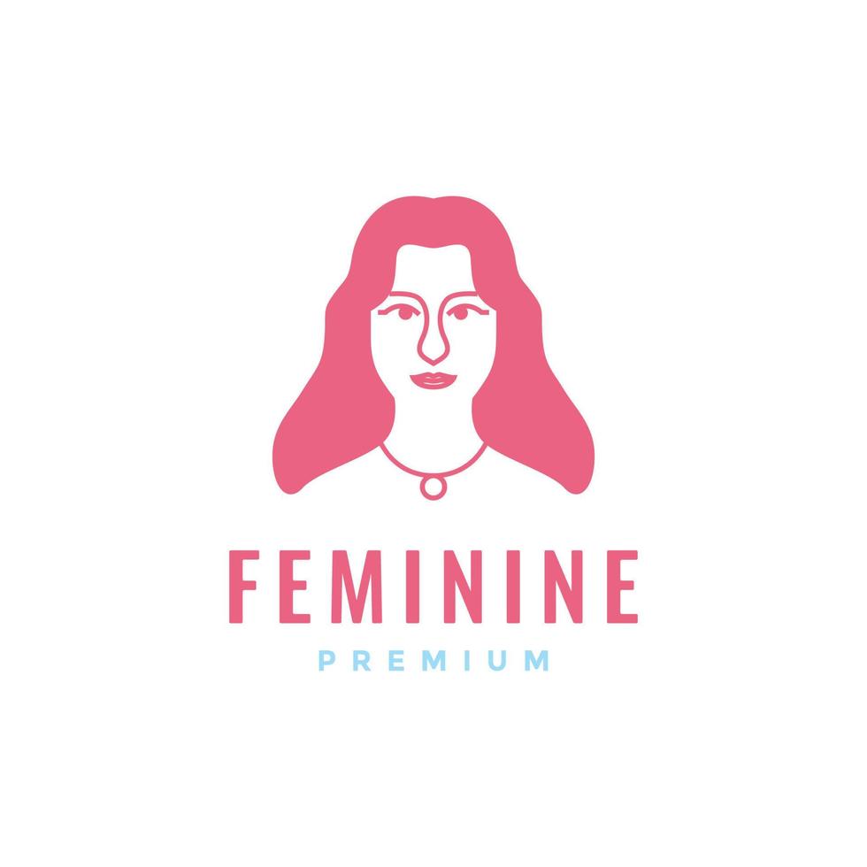 bellezza femminile viso donne il più lungo capelli salone trattamento portafortuna logo design vettore