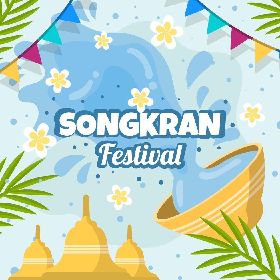 festa di songkran piatta vettore