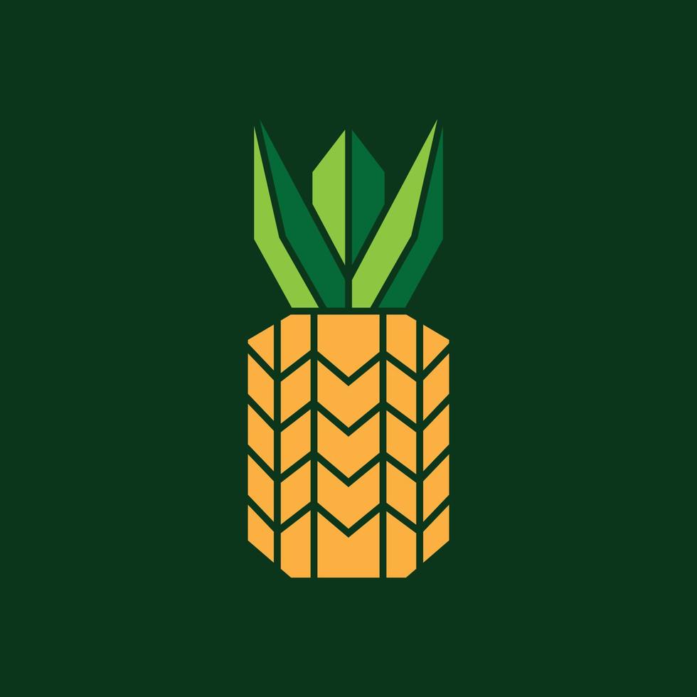 fresco frutta ananas poligonale moderno piatto logo design vettore