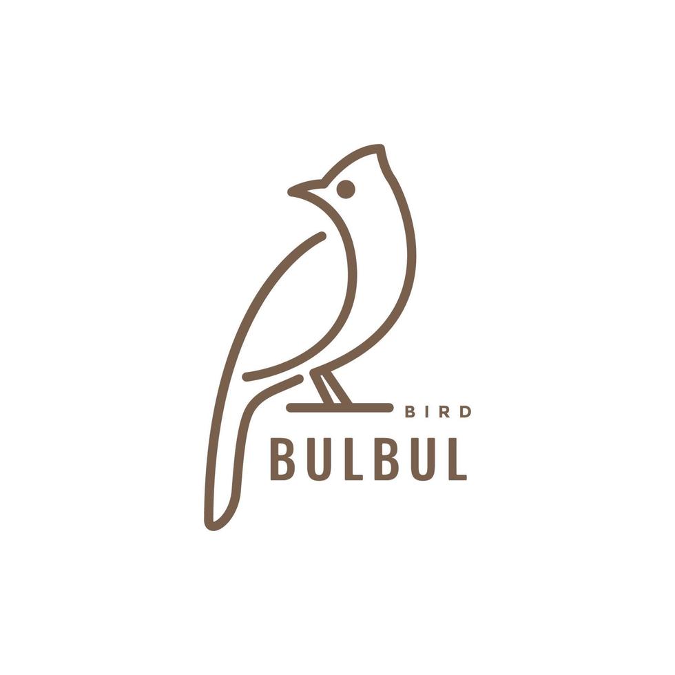 uccello bellezza bulbul linea arte minimo moderno logo design vettore