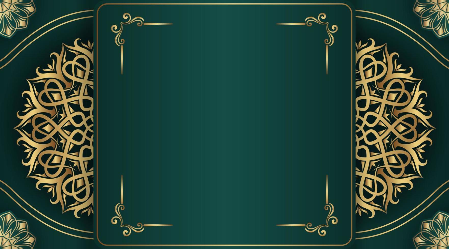 verde sfondo con d'oro mandala ornamento vettore