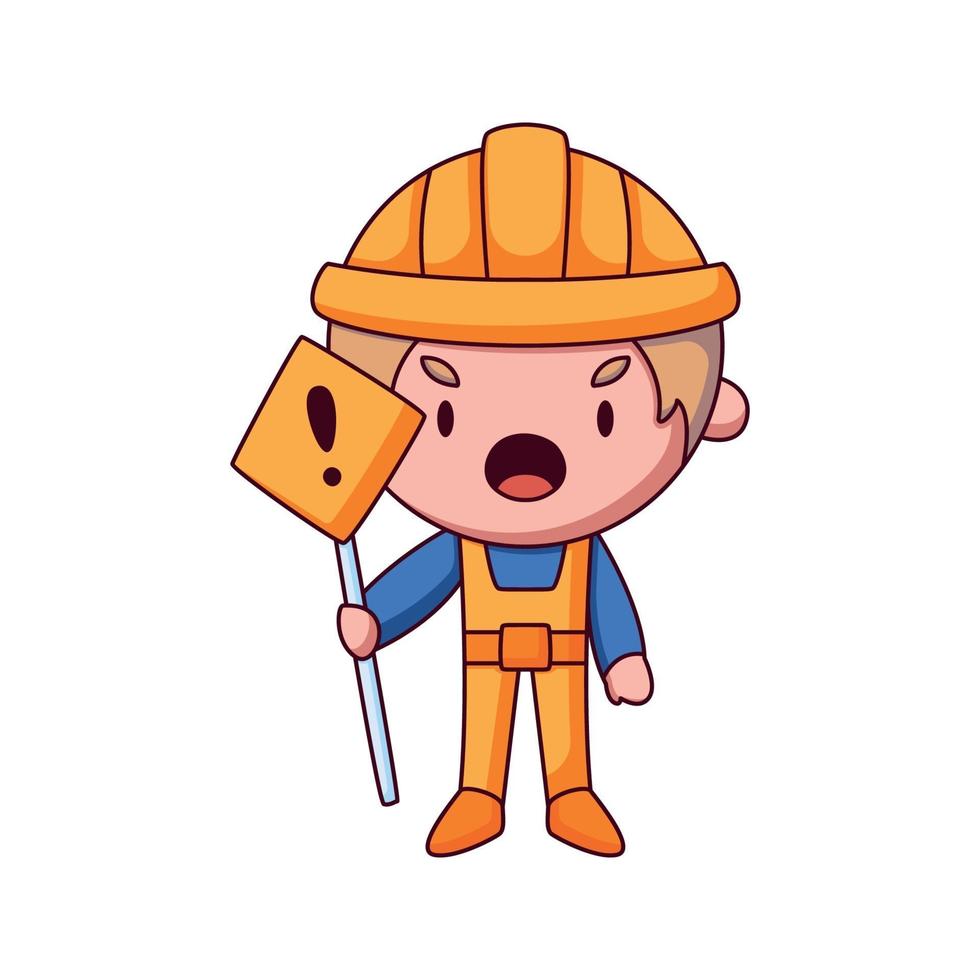 builder cartoon doodle disegnati a mano concetto vettore kawaii illustrazione