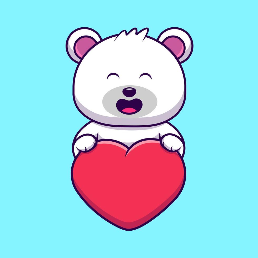 carino polare orso cuore amore cartone animato vettore icone illustrazione. piatto cartone animato concetto. adatto per qualunque creativo progetto.