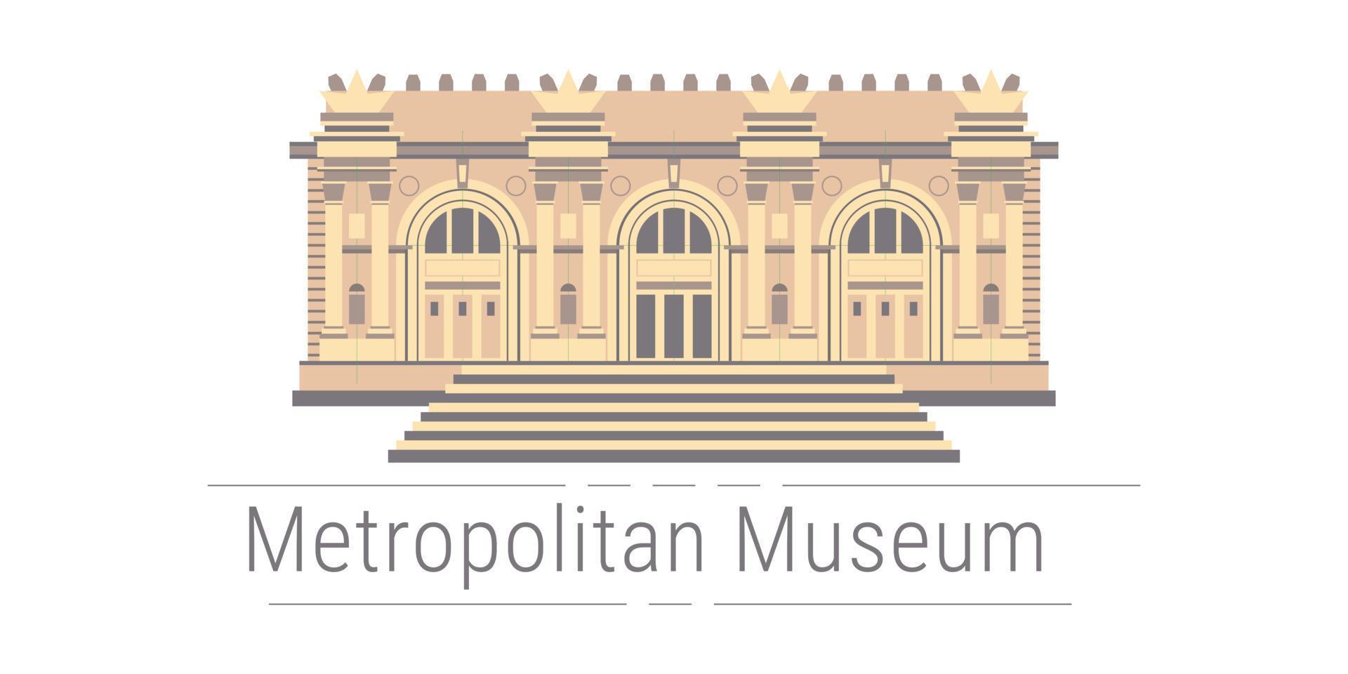 metropolitano Museo di arte nel nuovo York città chiamato incontrato, vettore illustrazione di famoso mondo eredità simbolo, biblioteca, incontro posto, sede incontrato sfera, isolato su bianca sfondo