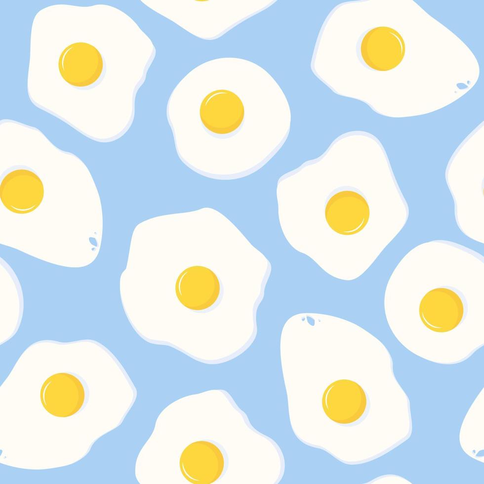 senza soluzione di continuità modello di fritte uova su un' blu sfondo vettore