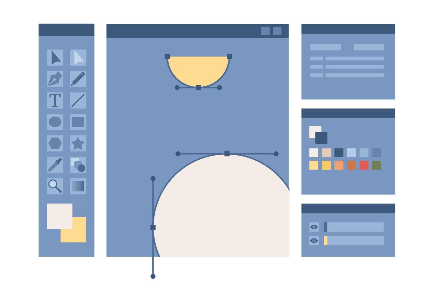 design programma concetto. grafico progettista. ragnatela disegno, ragnatela sviluppo icona. vettore piatto illustrazione