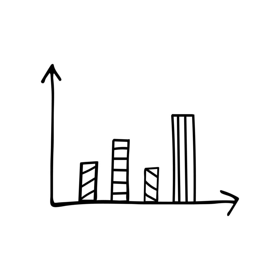 crescita grafico grafico nero e bianca scarabocchio vettore