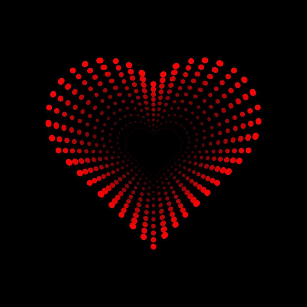 rosso tratteggiata nero buco cuore logo icona vettore. amore puntini simbolo per San Valentino giorno clipart. vettore