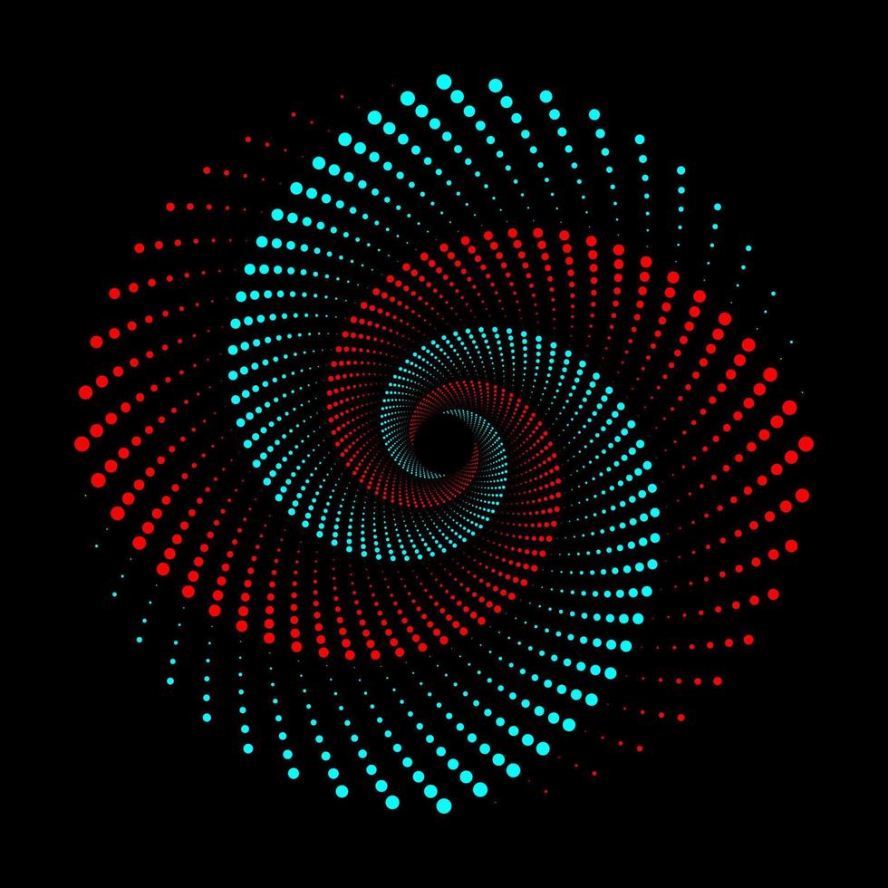 ciano e rosso tratteggiata spirale vortice cerchio vettore
