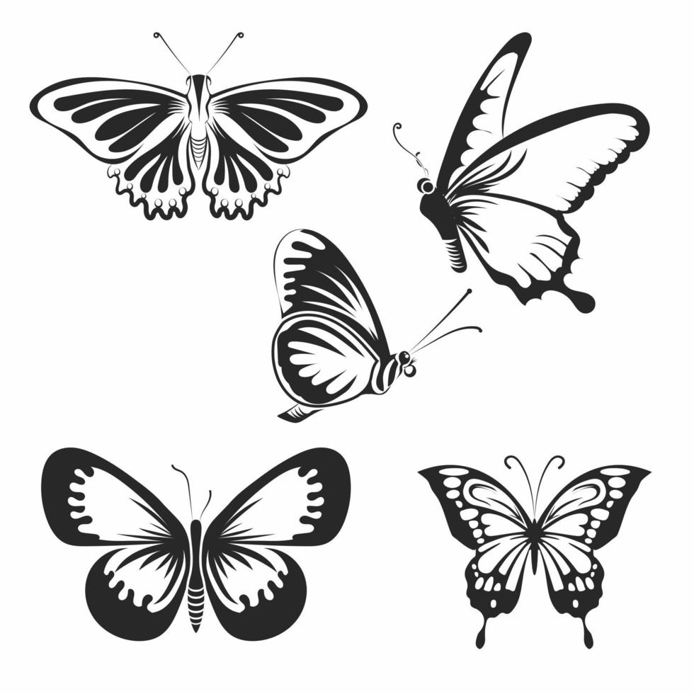 bianca e nero farfalle fascio vettore design.