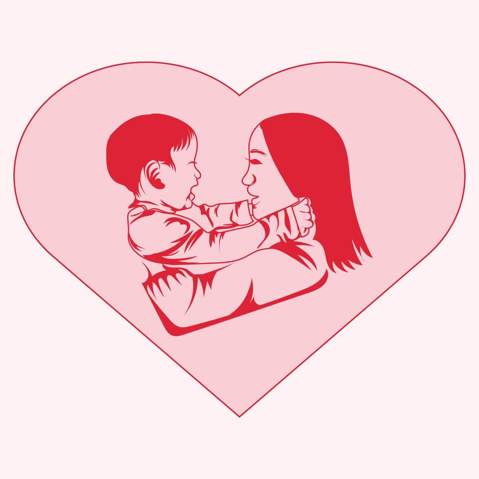 madre e bambino amore , madre giorno vettore design.