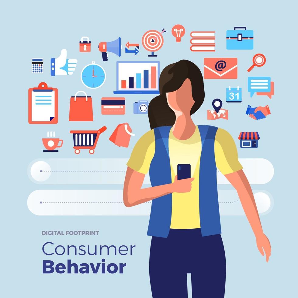 icone di analisi del comportamento dei consumatori vettore