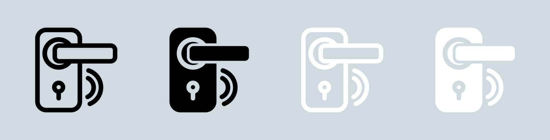 porta maniglia icona impostato nel nero e bianca. serratura segni vettore illustrazione.