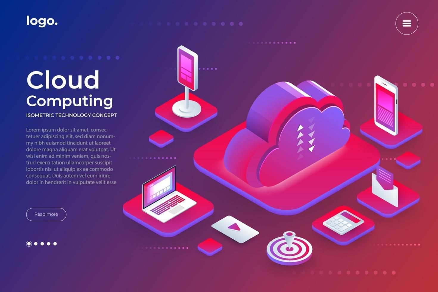 tecnologia di cloud computing vettore