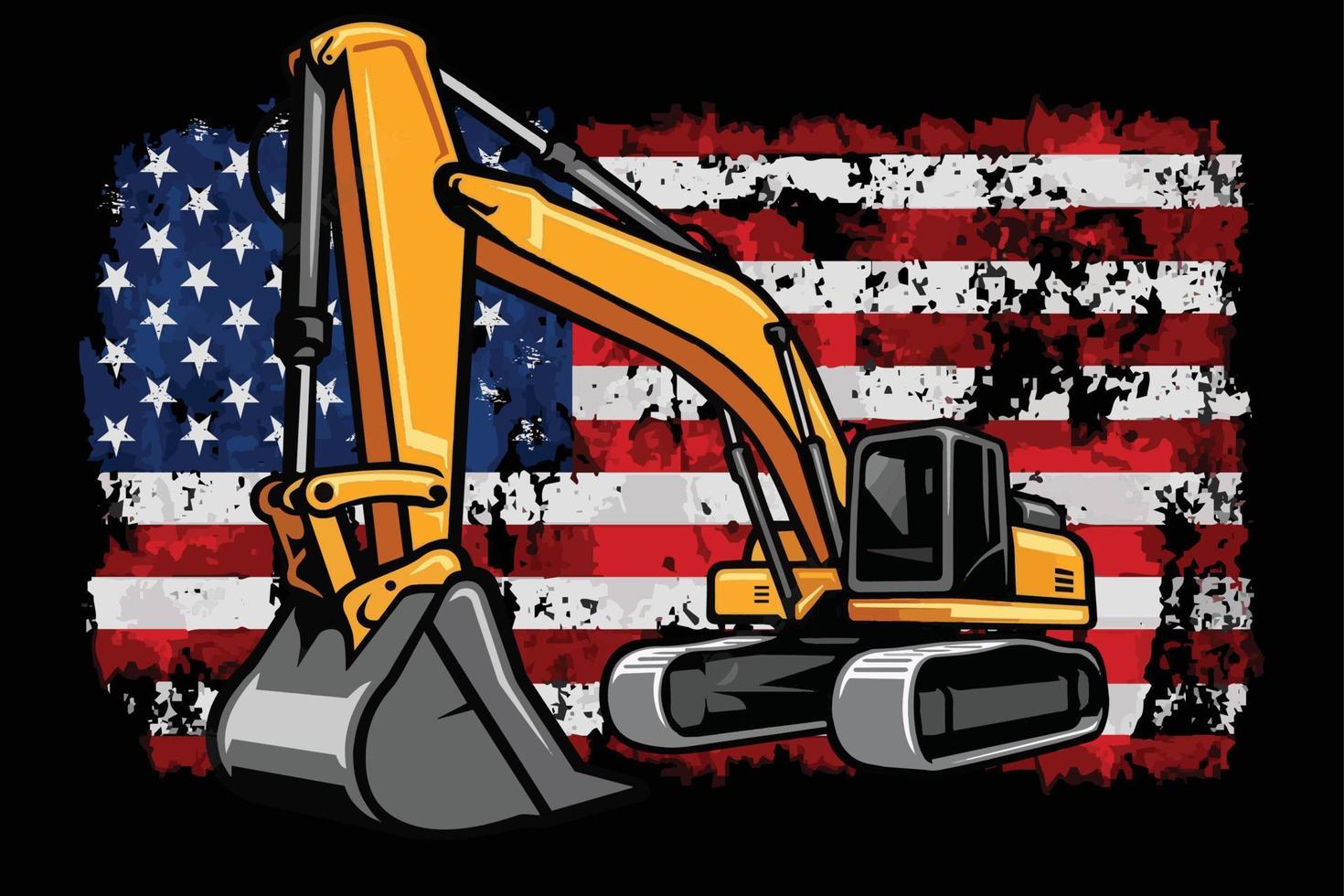 Stati Uniti d'America bandiera scavatrice design vettore
