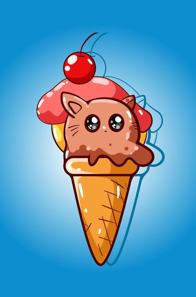 l'illustrazione del gatto gelato vettore