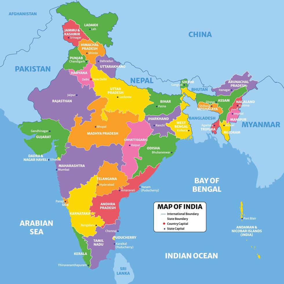 India nazione carta geografica vettore