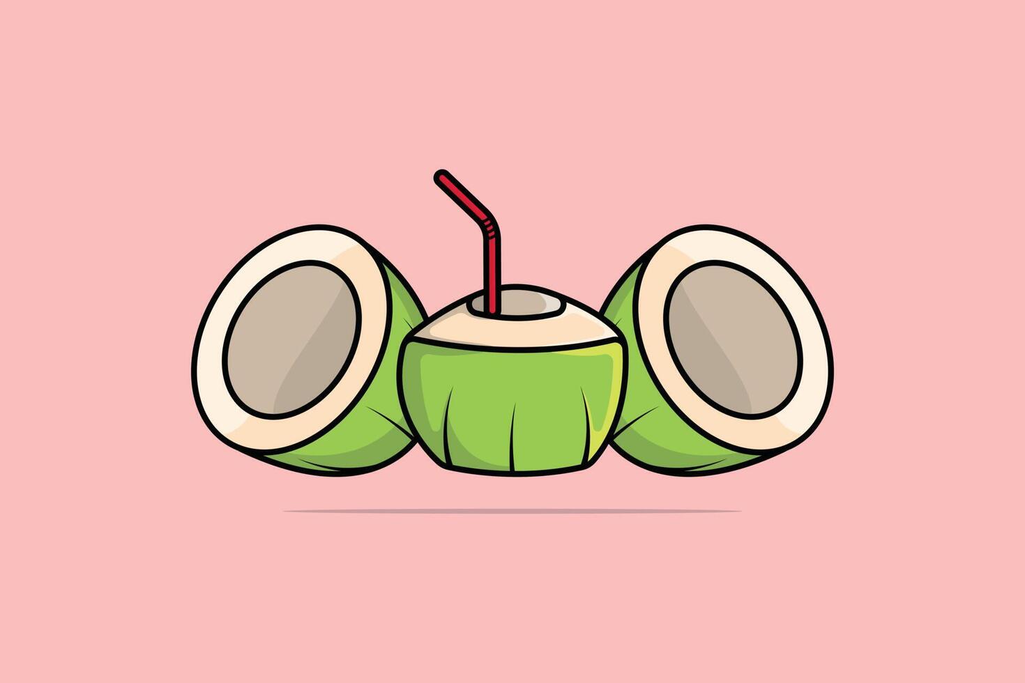 Noce di cocco frutta vettore illustrazione. cibo oggetti icona concetto. estate frutta per salutare stile di vita. biologico frutta vettore design con ombra isolato su arancia sfondo.