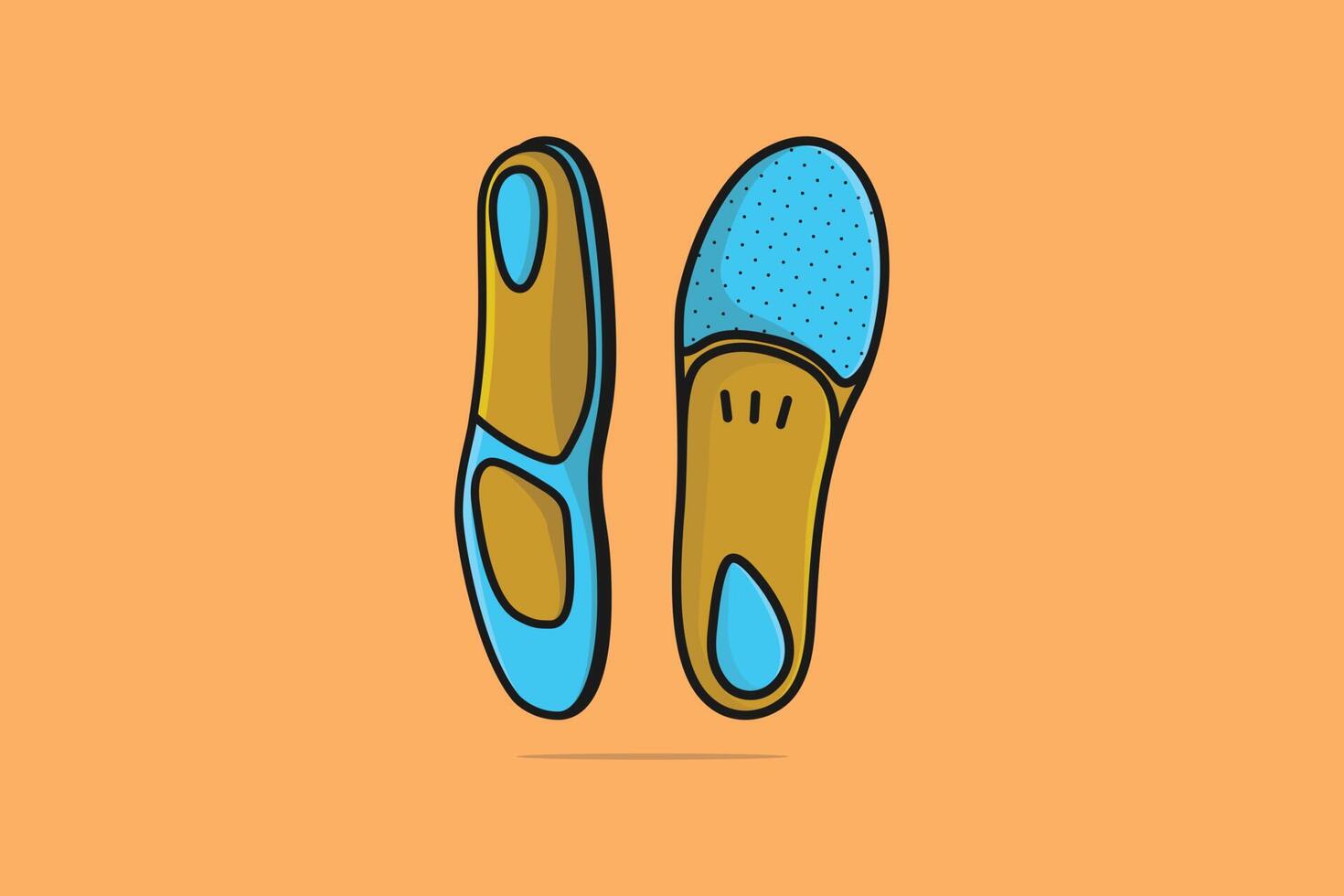 confortevole ortesi scarpa sottopiede coppia, arco supporti vettore illustrazione. moda oggetto icona concetto. davanti e lato Visualizza di solette per un' confortevole e salutare camminare vettore design con ombra.