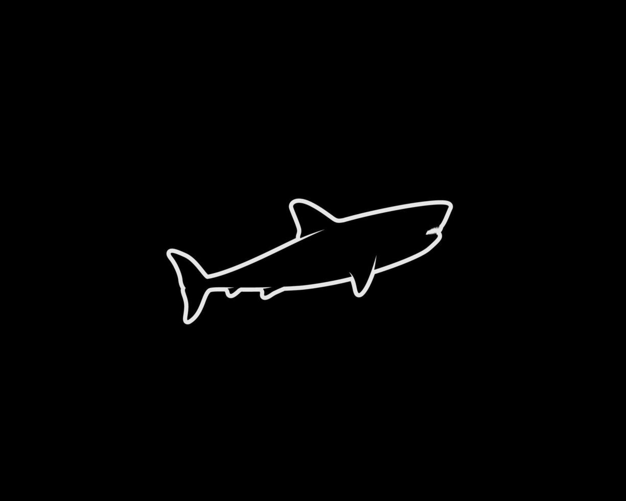 squalo animale schema silhouette vettore