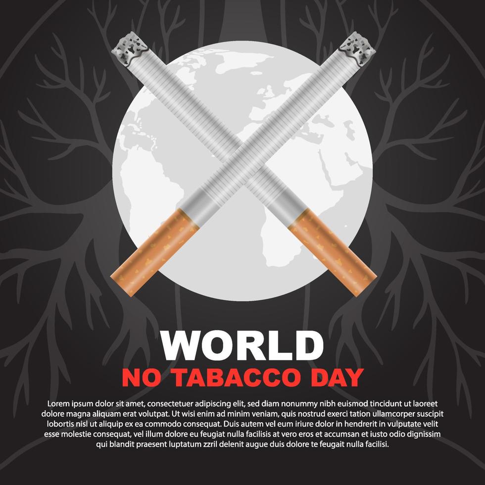 no tabacco giorno no fumo Proibito proibito fermare simbolo mondo carta geografica sociale media modello design vettore