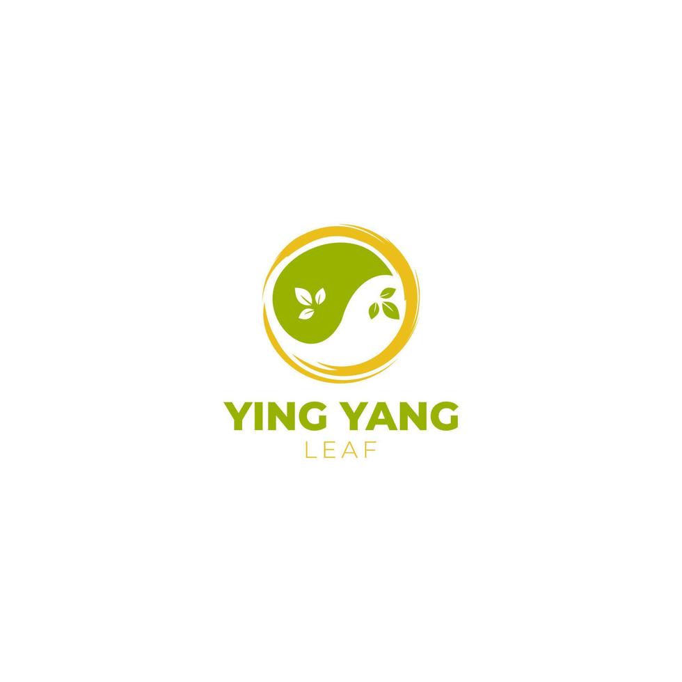 ying yang foglia logo design vettore