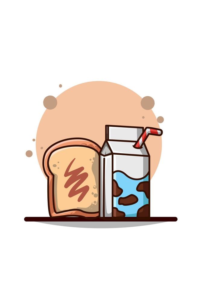 design piatto illustrazione latte e pane vettore