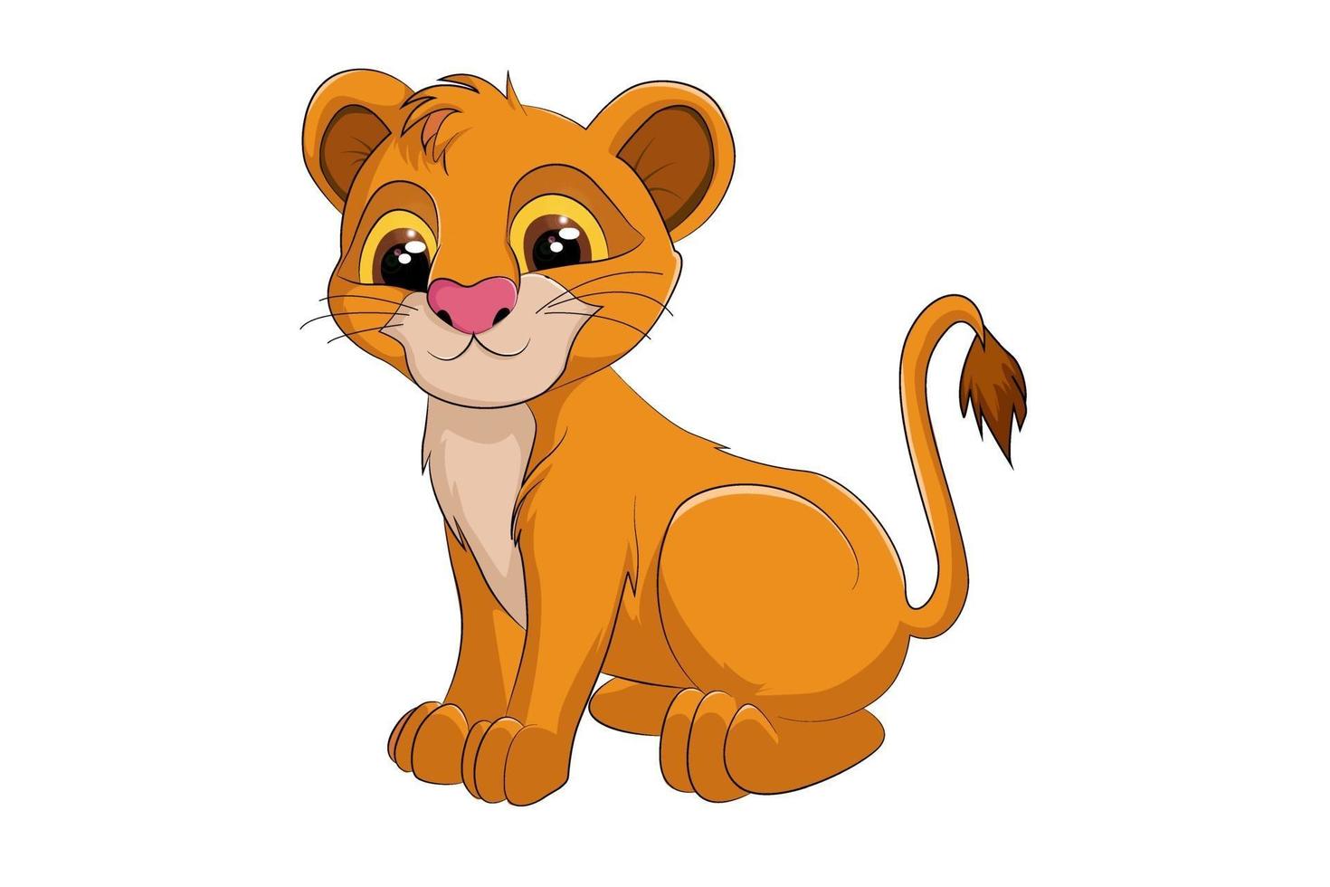 un simpatico cucciolo di leone, disegno animale fumetto illustrazione vettoriale