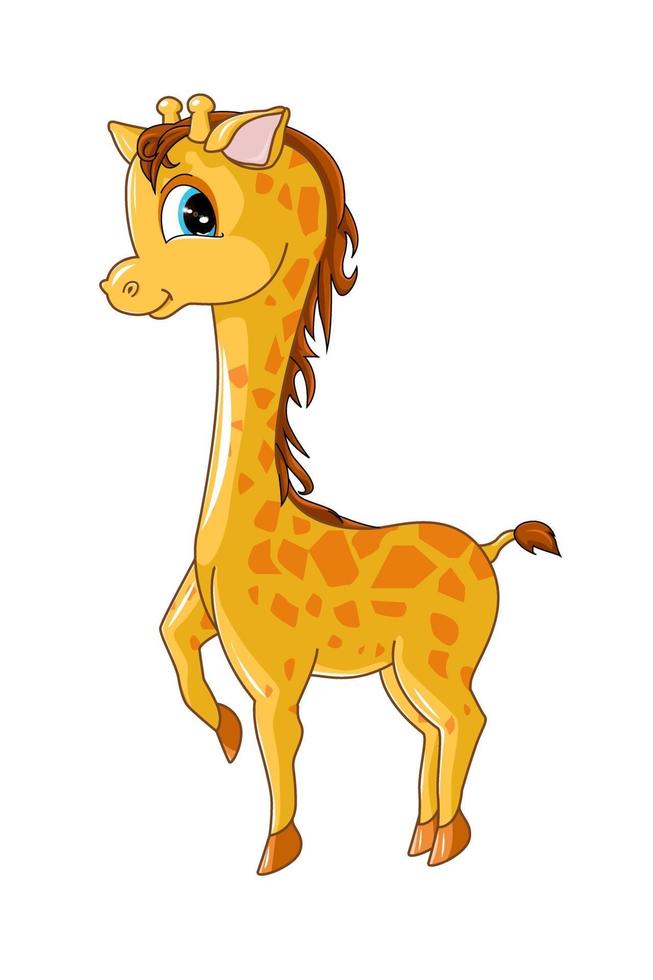 una piccola giraffa sveglia del bambino, illustrazione di vettore del fumetto animale di progettazione