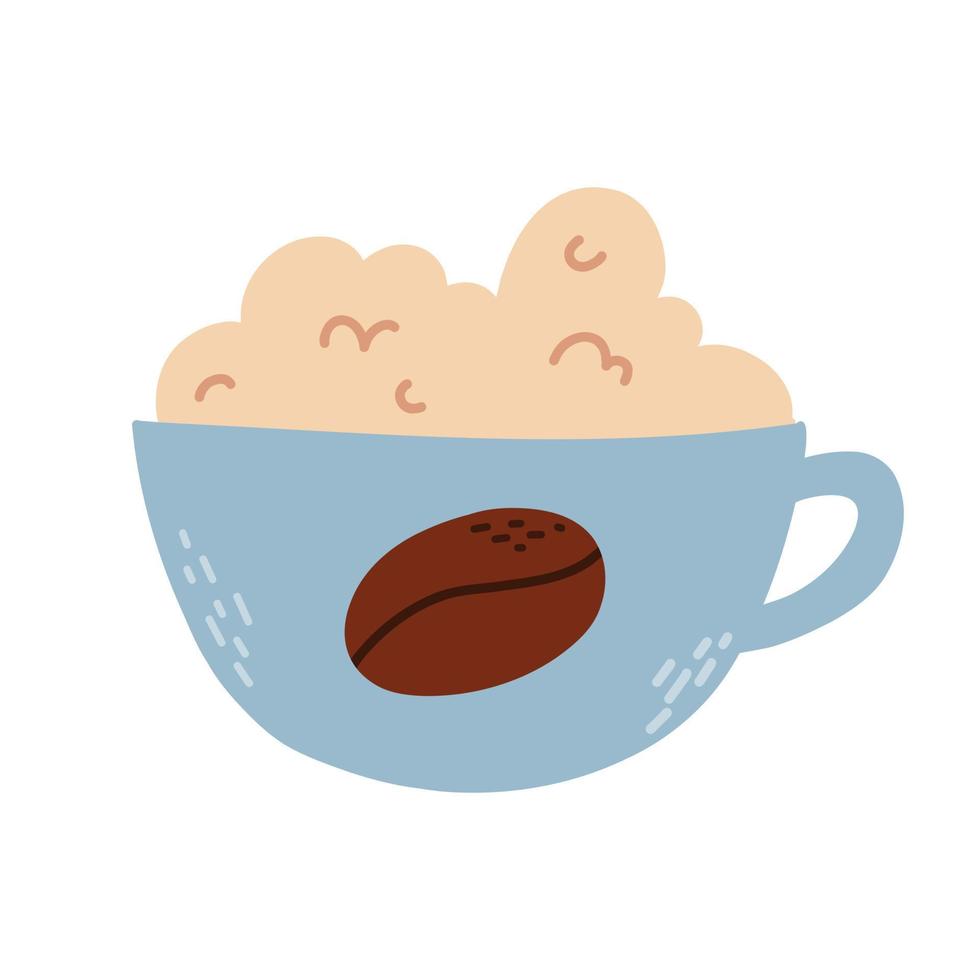 caffè tazza nel piatto stile. vettore illustrazione. boccale con caffè, Tè, cacao, cappuccino, latte macchiato. isolato tazza con caffè nel un' mano disegnato stile. logo per un' caffè negozio.