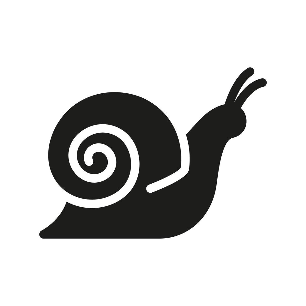 lumaca silhouette icona. lumaca nel conchiglia strisciare glifo pittogramma. elica lento icona. carino escargot in movimento. viscido commestibile spirale mollusco su bianca sfondo. natura simbolo. isolato vettore illustrazione.