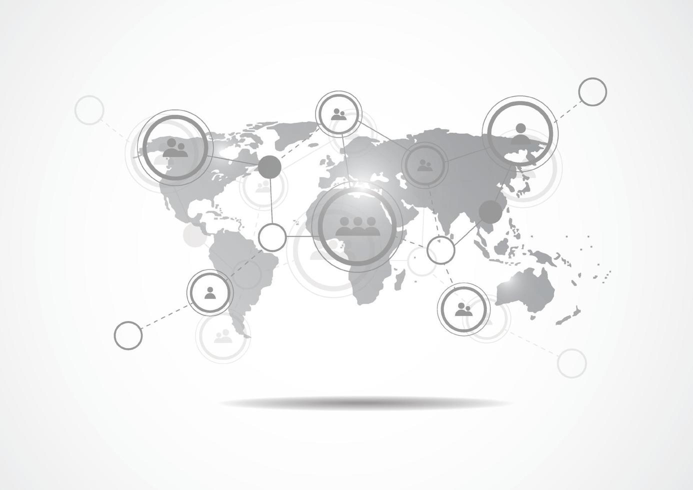 connessione di rete globale. punto della mappa del mondo e concetto di composizione della linea del business globale. illustrazione vettoriale