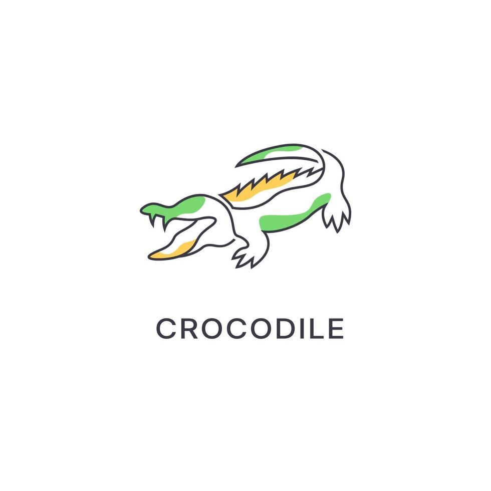 coccodrillo alligatore predatore rettile logo icona simbolo, coccodrillo logo design con linea arte stile vettore