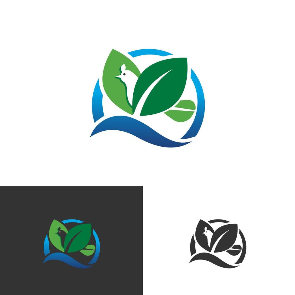 moderno logo di un' uccello con foglia modelli. tutti e due Usato per il pace logo, ecologia, e natura loghi. vettore