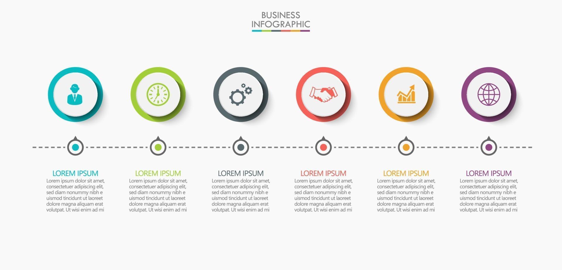 moderno modello di connessione infografica con 6 opzioni vettore