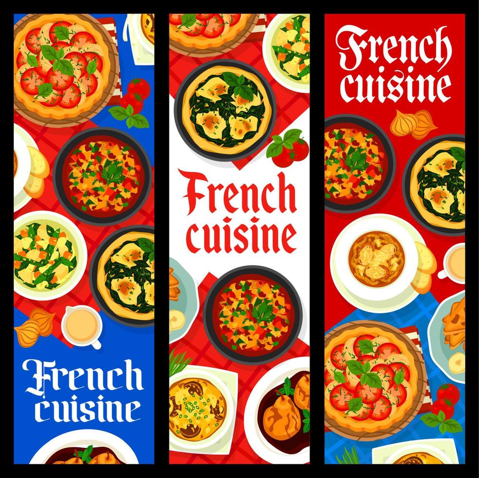 francese cucina ristorante pasti vettore banner