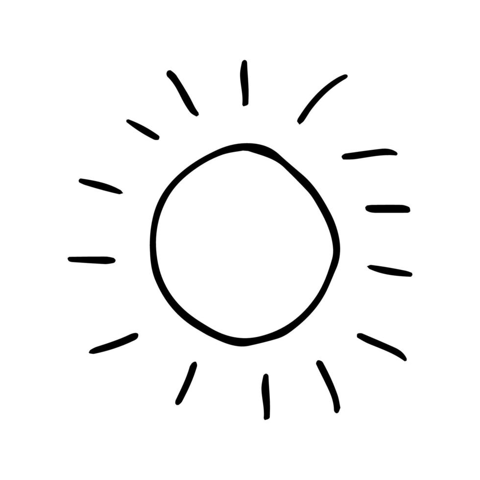 singolo elemento di sole nel scarabocchio estate impostare. mano disegnato vettore illustrazione per saluto carte, manifesti, adesivi e di stagione design.