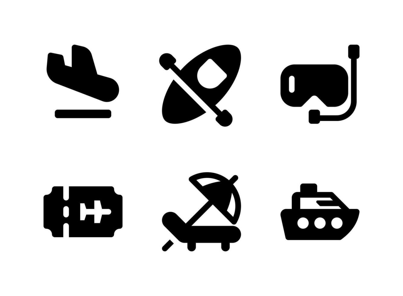 semplice set di icone solide vettoriali relative al viaggio
