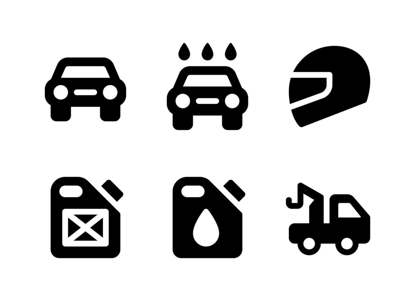 semplice set di icone solide vettoriali relative automobilistiche