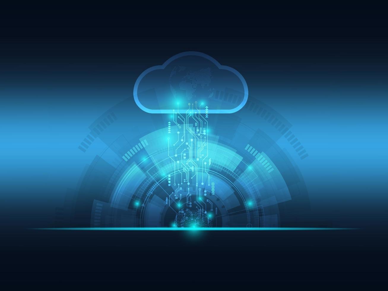 nuvola blu futuristica astratta e fondo di tecnologia di big data vettore