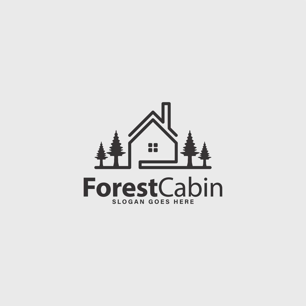 foresta cabina affitto logo semplice design idea vettore